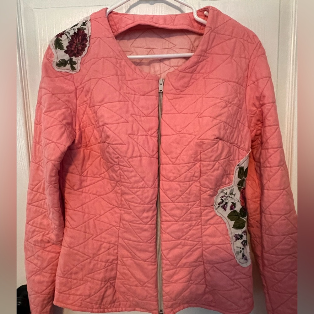 OOAK Handmade Quilted Jacket with Rose Accents